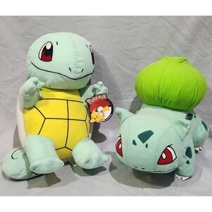 Pokemon Squirtle Bulbasaur Jumbo Character 15" Toy Factory 2017 Styrofoam Filled